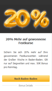 Bonus für Festkurse bei Racebets