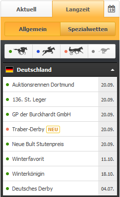 Langzeitwetten für deutsche Pferderenen im Wettangebot von Racebets