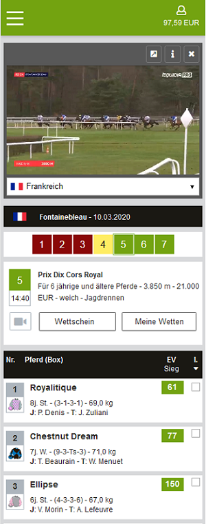 Live Stream Pferdewetten mobil