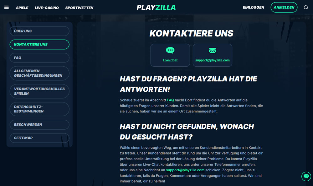 Playzilla Kundendienst