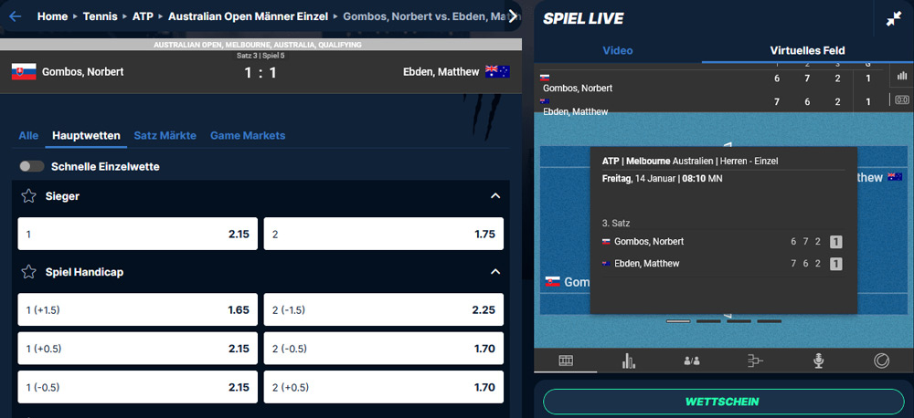 Playzilla Live Tenniswetten