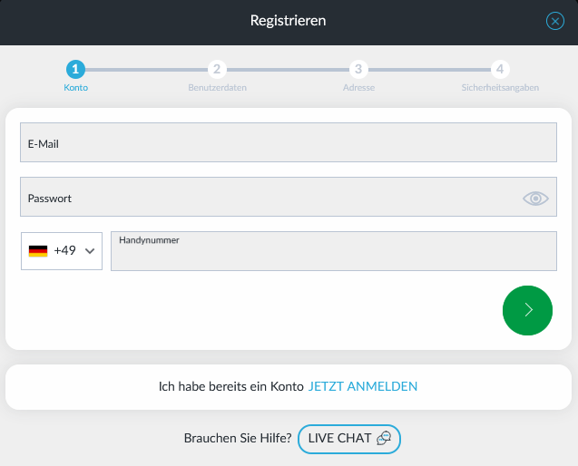 Registrierung Betvictor